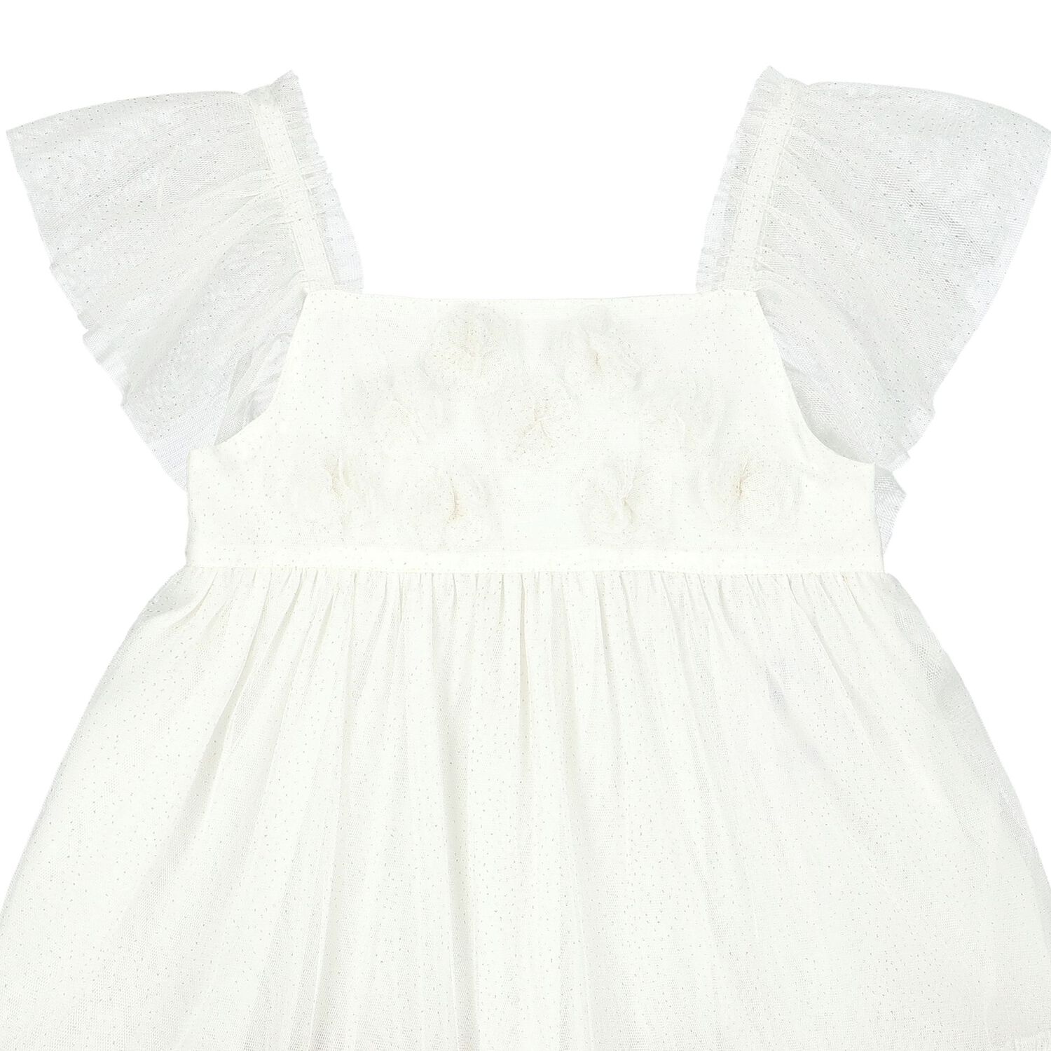 Girls White Tulle Dress, 1, hi-res