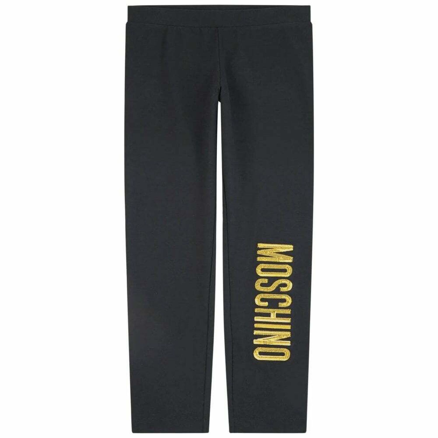 Girls Black & Gold Logo Leggings, 1, hi-res