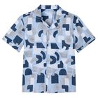Boys Blue Cotton Printed Shirt, 2, hi-res