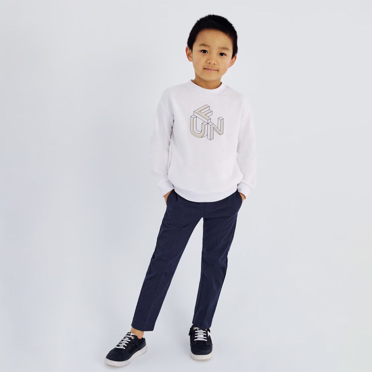 Boys Navy Blue Cotton Chino Trousers, 1, hi-res image number null