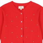 Girls Red Pearl Cardigan, 2, hi-res