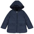 Girls Navy Blue Reversible Faux Fur Jacket, 1, hi-res