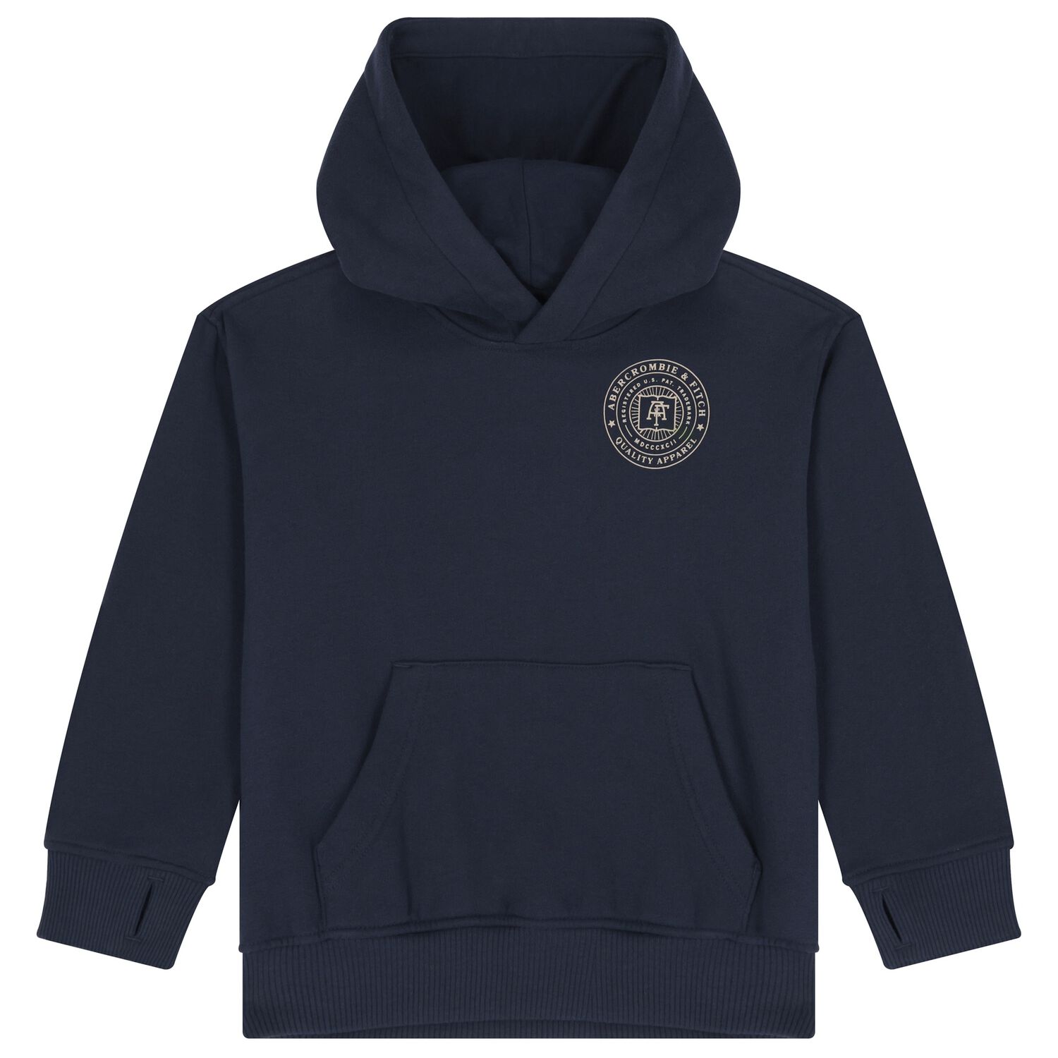Boys Navy Blue Logo Hooded Top, 1, hi-res