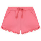 Girls Pink Cotton Jersey Shorts, 3, hi-res