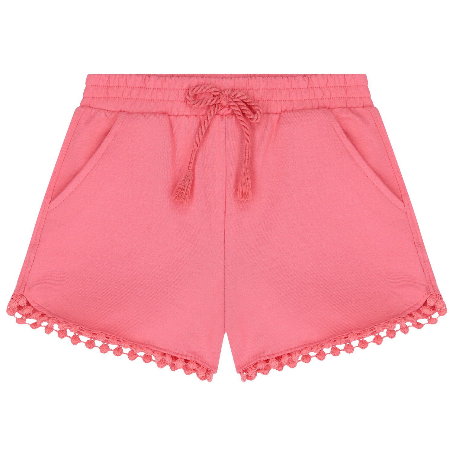 Girls Pink Cotton Jersey Shorts, 3, hi-res
