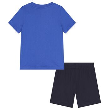 Boys Blue & Navy Blue Logo Shorts Set