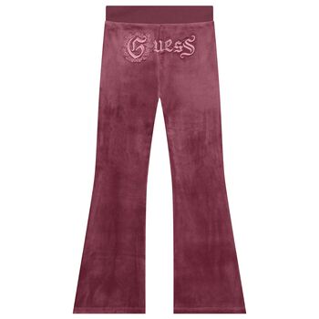 Girls Pink Logo Velvet Joggers