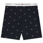 Boys White & Navy Blue Logo Pyjamas, 1, hi-res