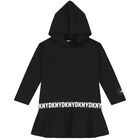 Girls Black Logo Hooded Dress, 1, hi-res