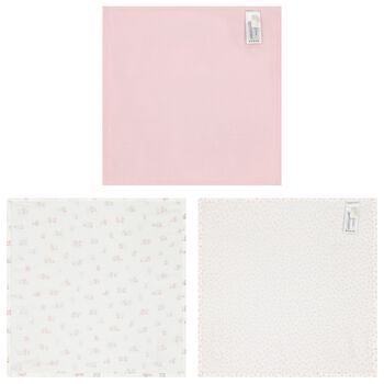 Baby Girls White & Pink Muslin Swaddles (3-Pack)