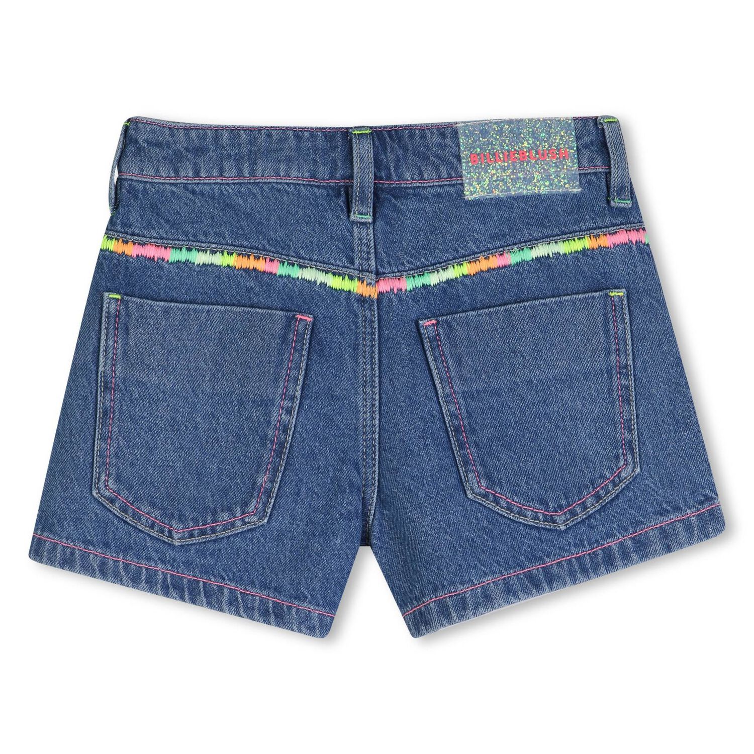 Girls Blue Denim Shorts, 1, hi-res