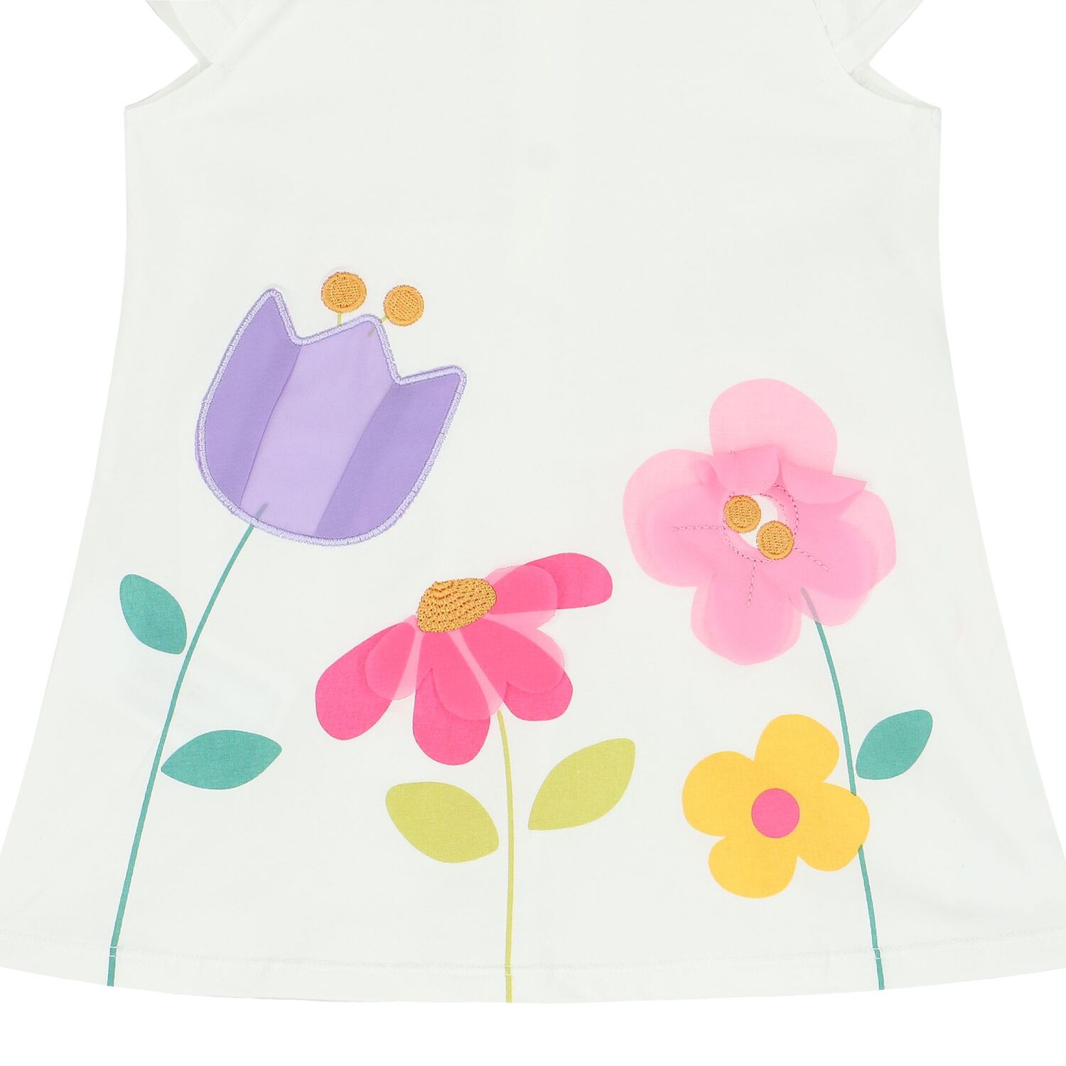 Baby Girls White Floral Dress, 1, hi-res