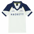 Boys White Logo Polo Shirt, 1, hi-res