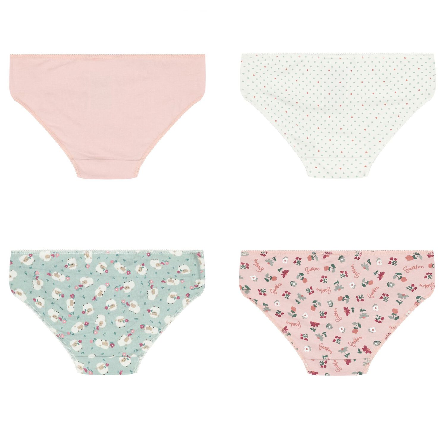 Girls Pink & White Briefs (4 Pack), 1, hi-res image number null