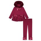 Girls Burgundy Leggings Set, 1, hi-res