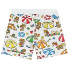 Yellow & White Teddy Bear Logo Shorts Set, 1, hi-res
