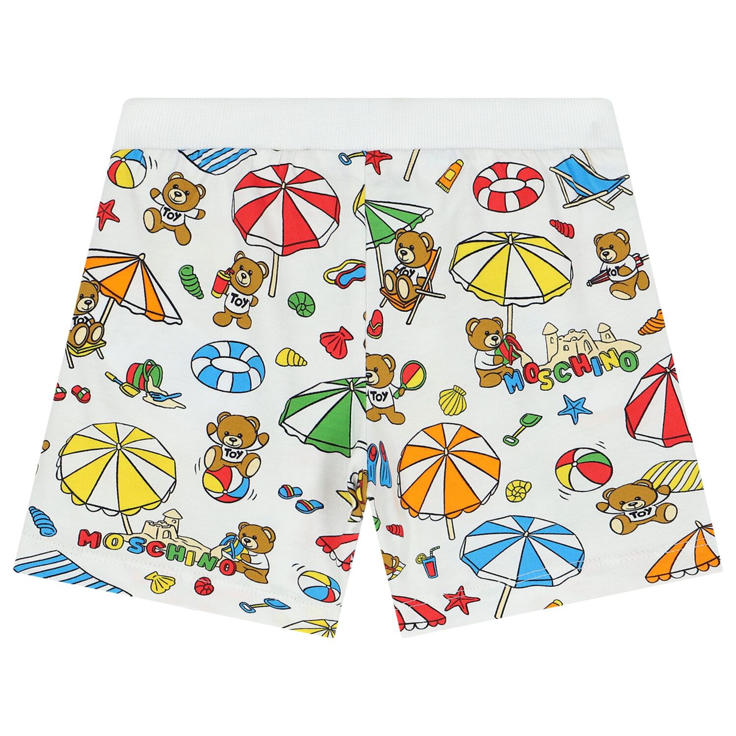 Yellow & White Teddy Bear Logo Shorts Set, 1, hi-res