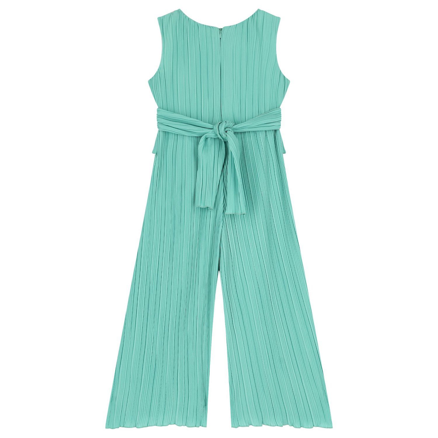 Girls Green Pleated Chiffon Jumpsuit, 1, hi-res image number null