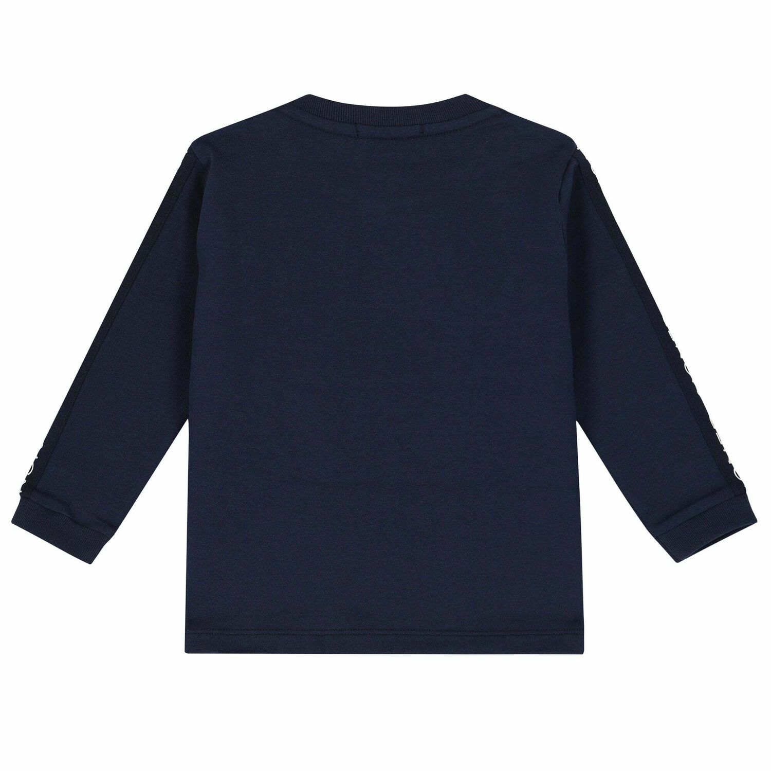 Younger Boys Navy Blue and White Logo Long Sleeve Top, 2, hi-res image number null
