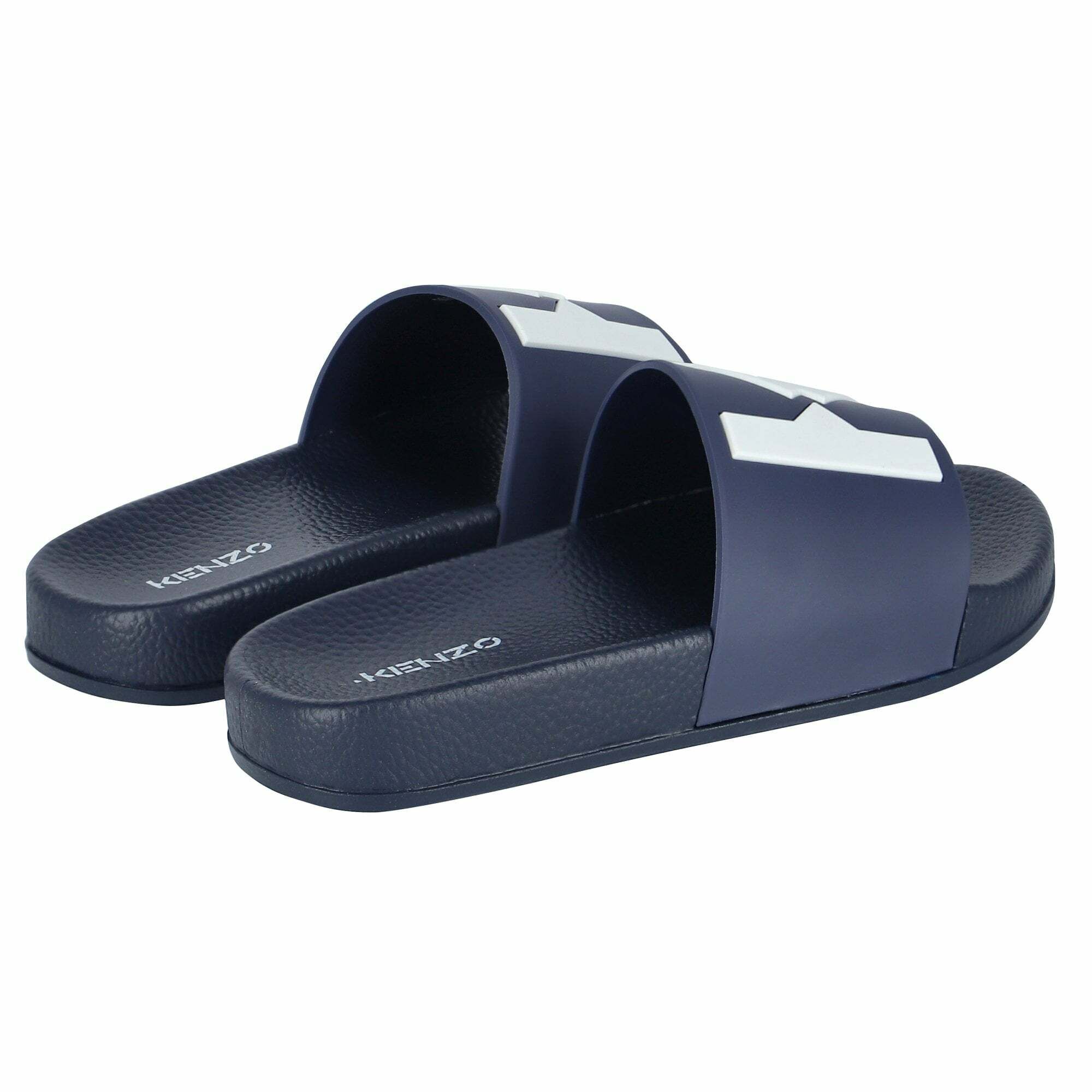 KENZO KIDS Boys Navy Logo Sliders Junior Couture UK
