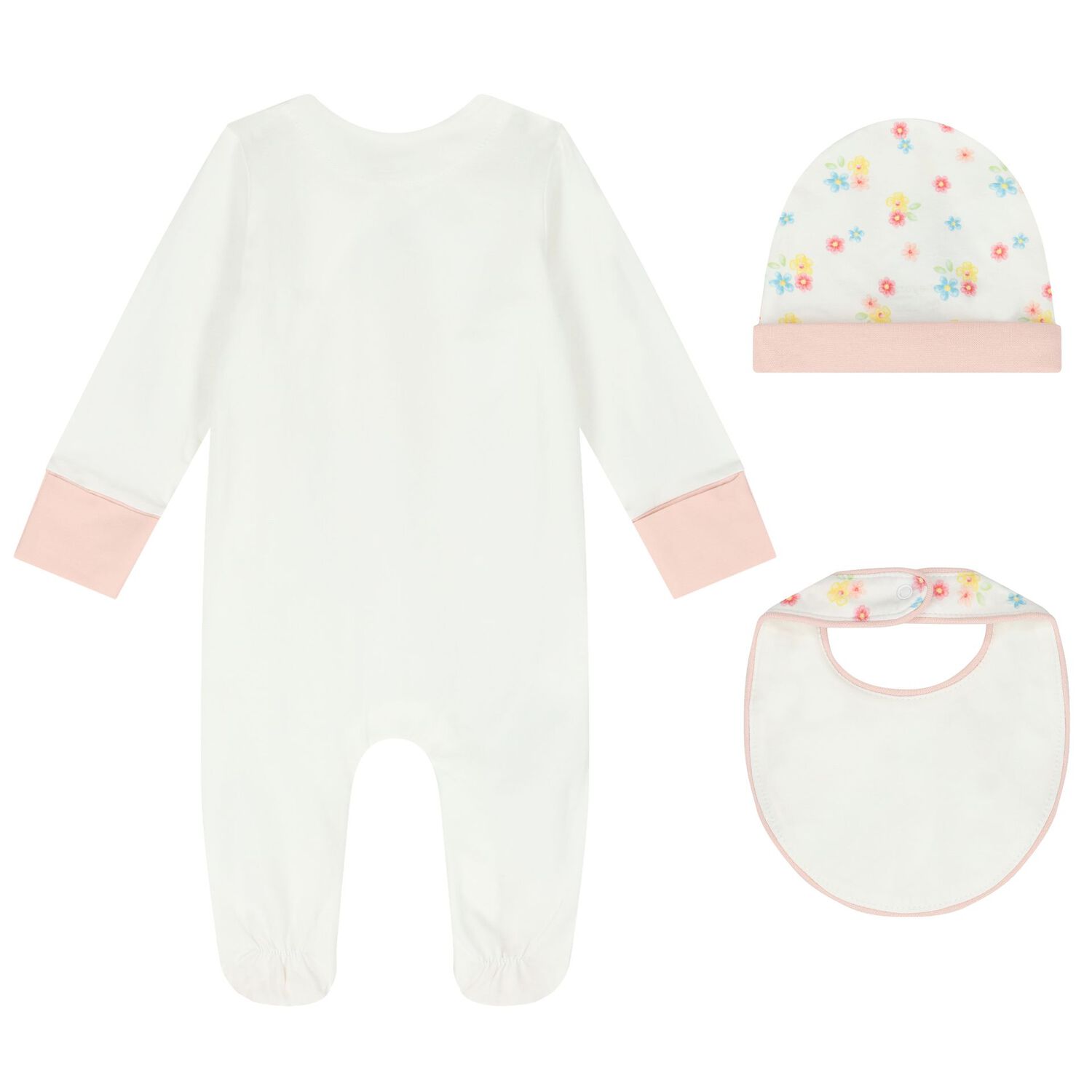 Baby Girls White Bunny Babygrow Gift Set, 3, hi-res