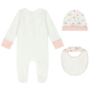 Baby Girls White Bunny Babygrow Gift Set