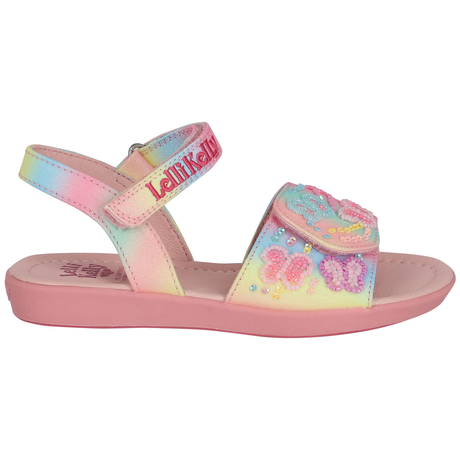 Girls Multi-Colored Butterfly Sandals, 1, hi-res