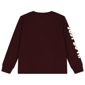 Boys Burgundy Logo Long Sleeve Top