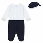 Baby Boys Navy & White Babygrow Set, 1, hi-res