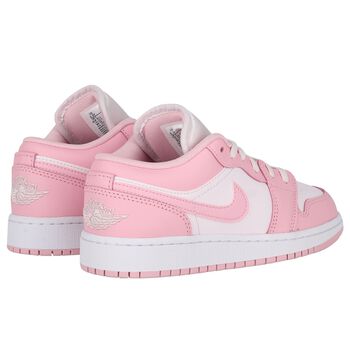 Girls White & Pink Air Jordan 1 Low Trainers