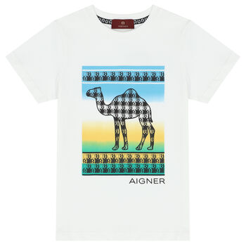 Boys White Boys White Camel Logo T-Shirt