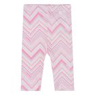 Younger Girls White & Pink Zig Zag Leggings, 1, hi-res