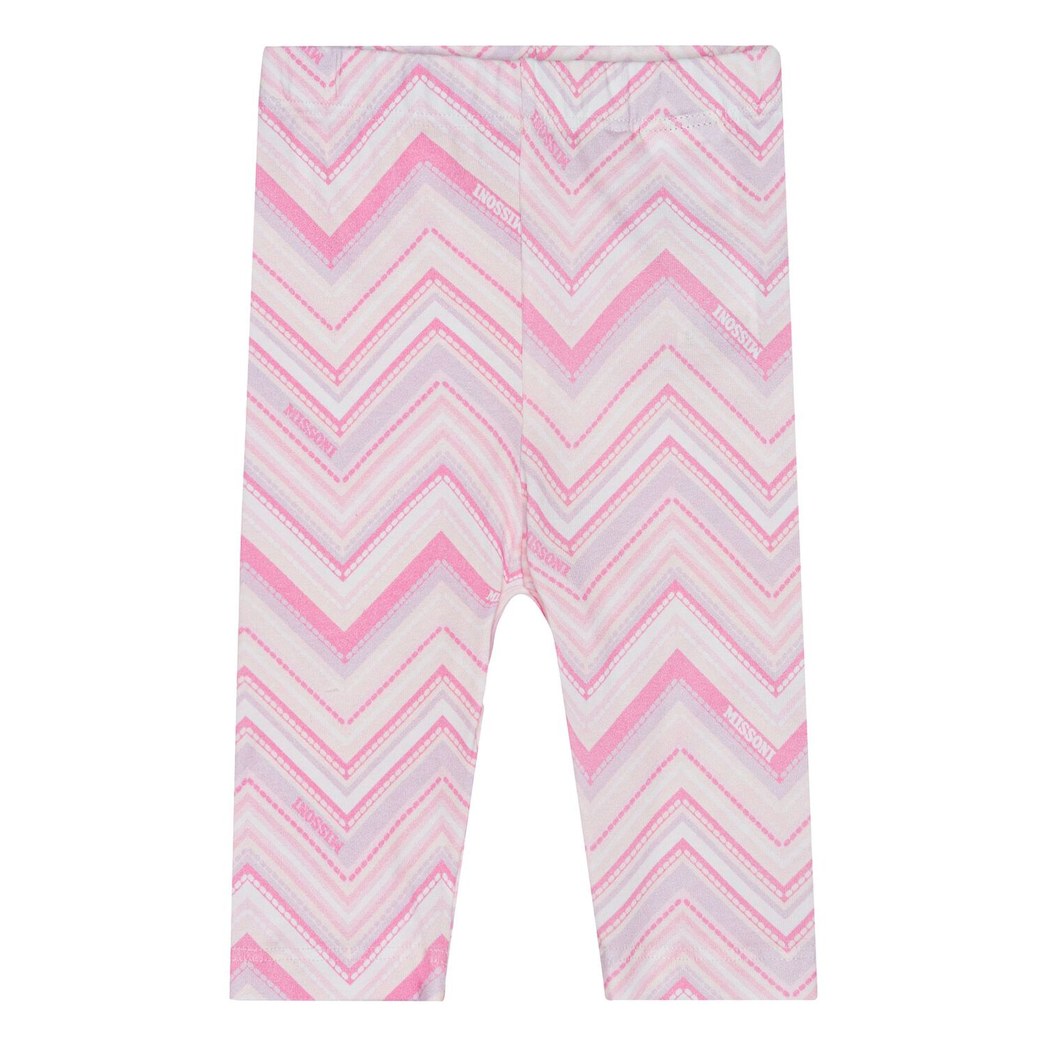 Younger Girls White & Pink Zig Zag Leggings, 1, hi-res