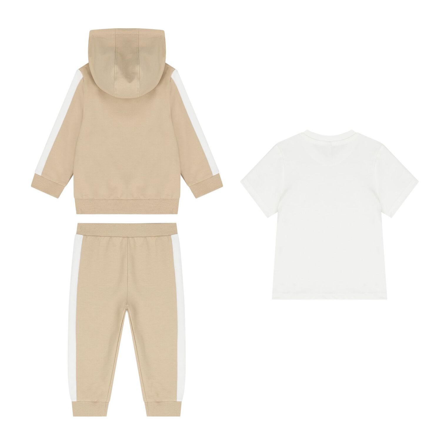 Baby Boys Beige Logo Hooded Tracksuit Gift Set, 1, hi-res