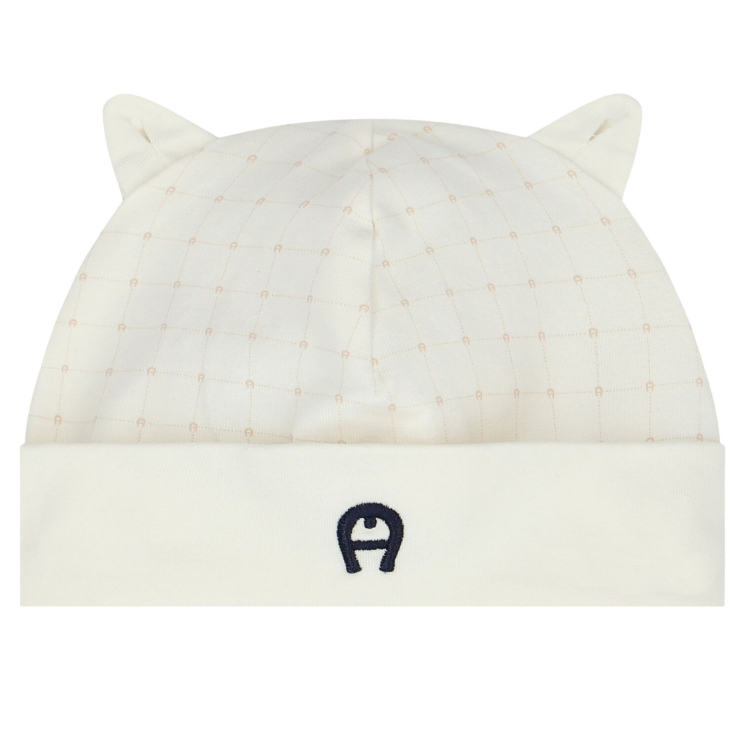 Ivory & Navy Logo Baby Hat, 1, hi-res