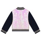 Girls Navy Blue & Gold Sequin Zip Up Top, 1, hi-res