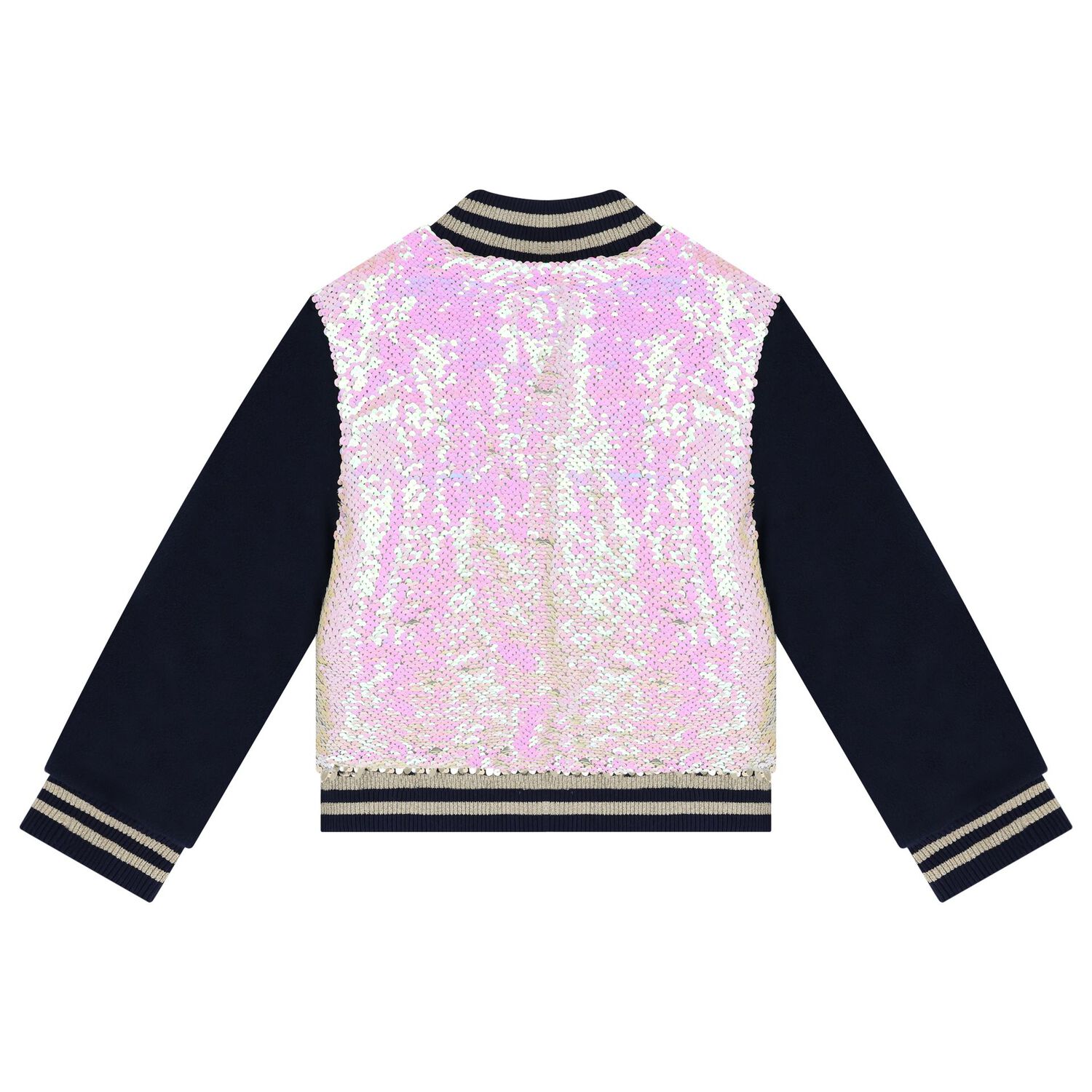 Girls Navy Blue & Gold Sequin Zip Up Top, 1, hi-res image number null