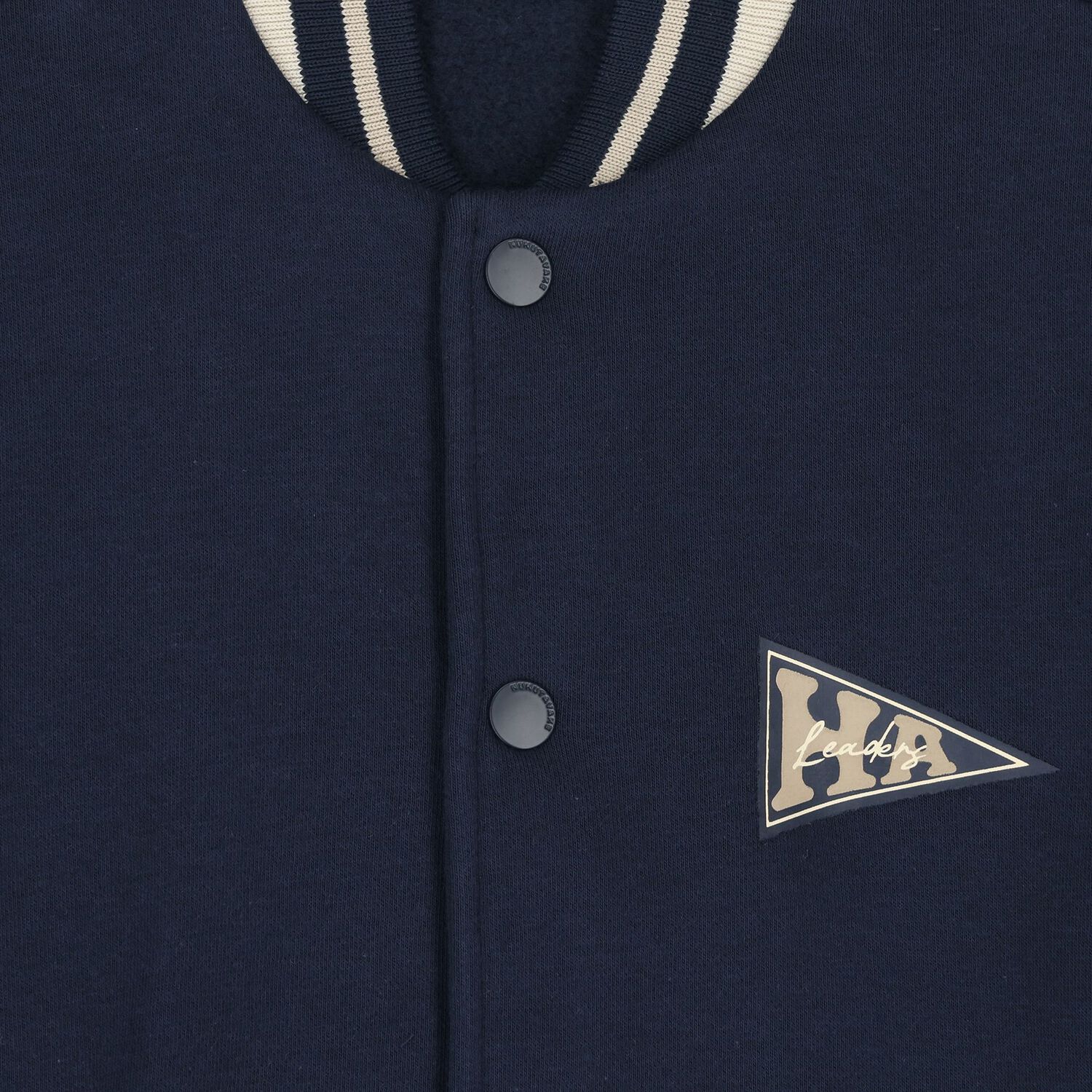 Boys Navy Blue Varsity Bomber Jacket, 1, hi-res