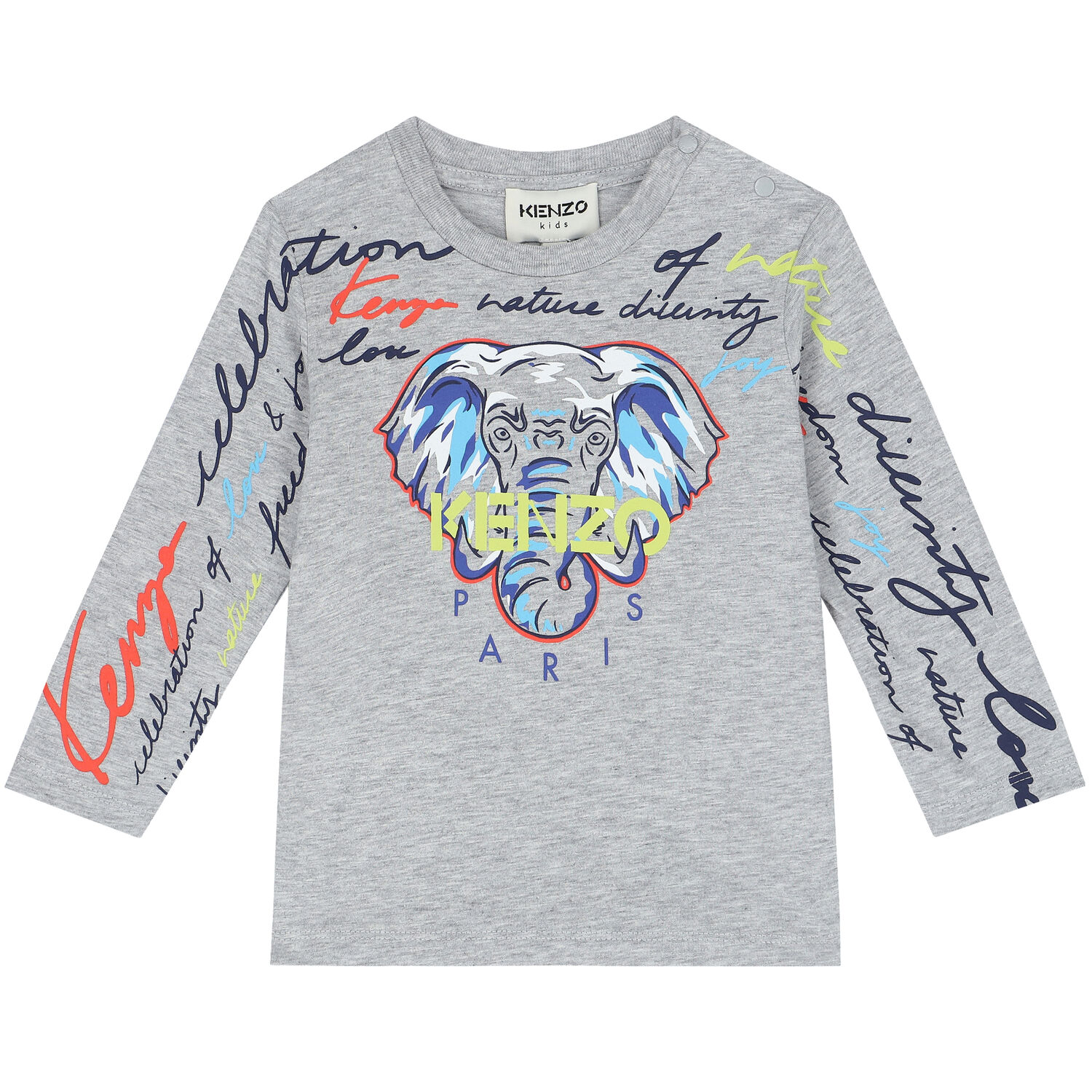 Younger Boys Grey Elephant Logo T-Shirt, 1, hi-res