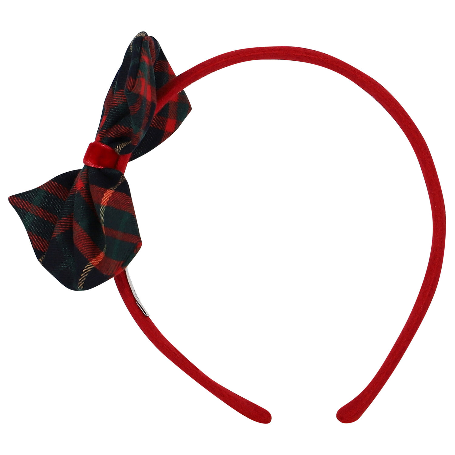 Girls Navy Blue, Green & Red Tartan Headband, 1, hi-res