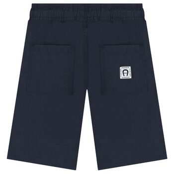 Boys Navy Blue Logo Shorts