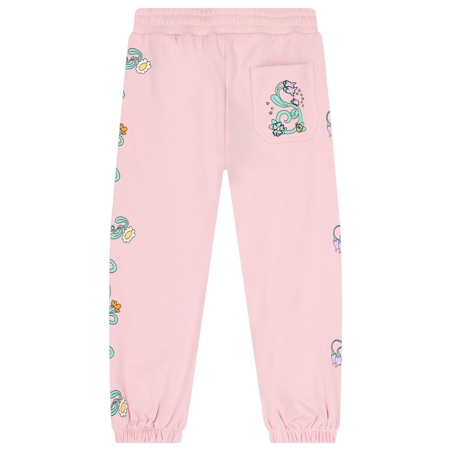 Girls Pink Floral Joggers , 1, hi-res