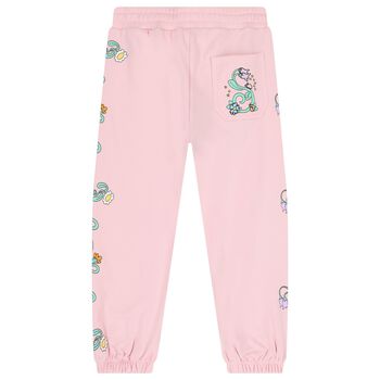 Girls Pink Floral Joggers 