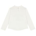 Girls Ivory Ruffled Long Sleeve Top , 1, hi-res