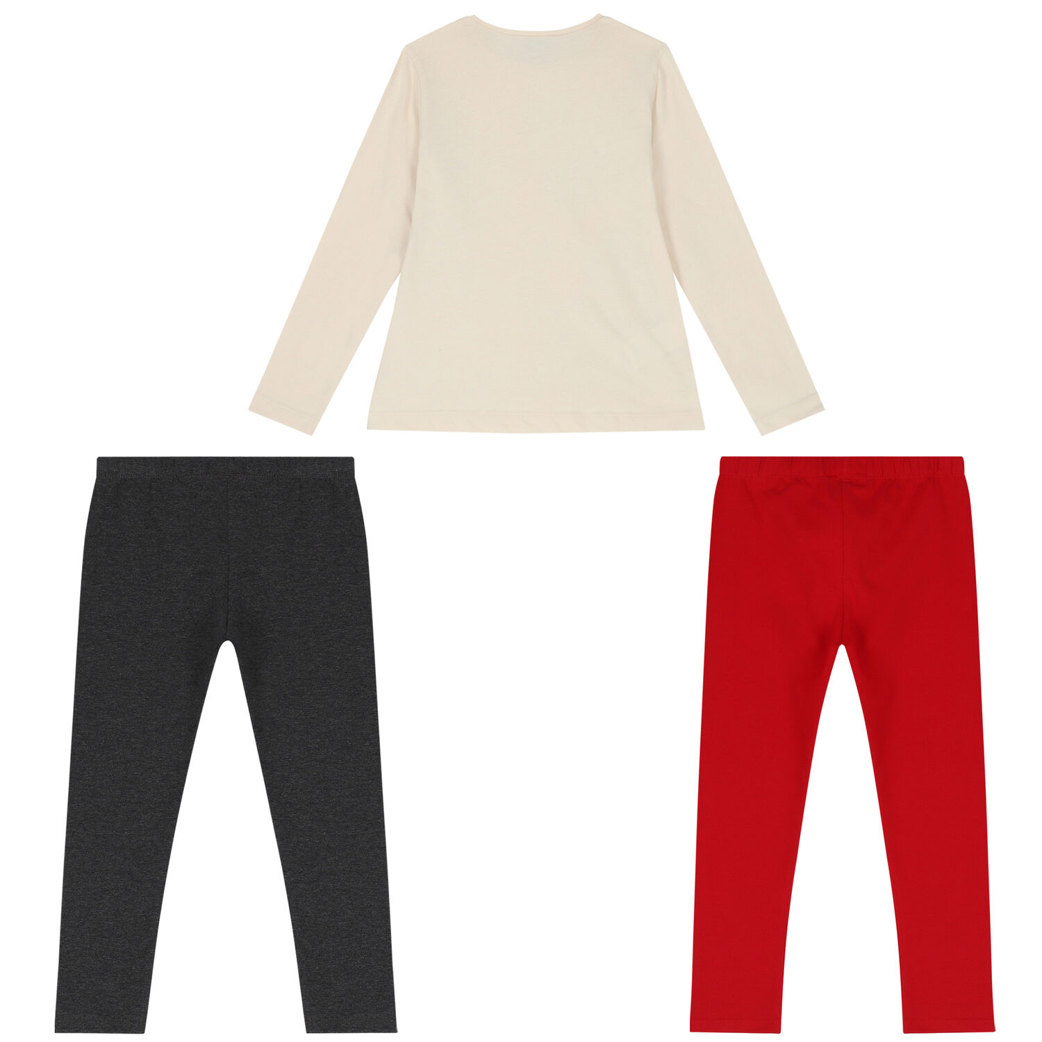Girls Ivory, Red & Grey Leggings Set, 1, hi-res