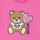 Younger Girls Pink Teddy Bear Logo Dress, 3, hi-res