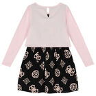 Girls Pink & Black Logo Dress, 1, hi-res