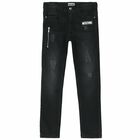 Boys Black Denim Logo Jeans, 1, hi-res