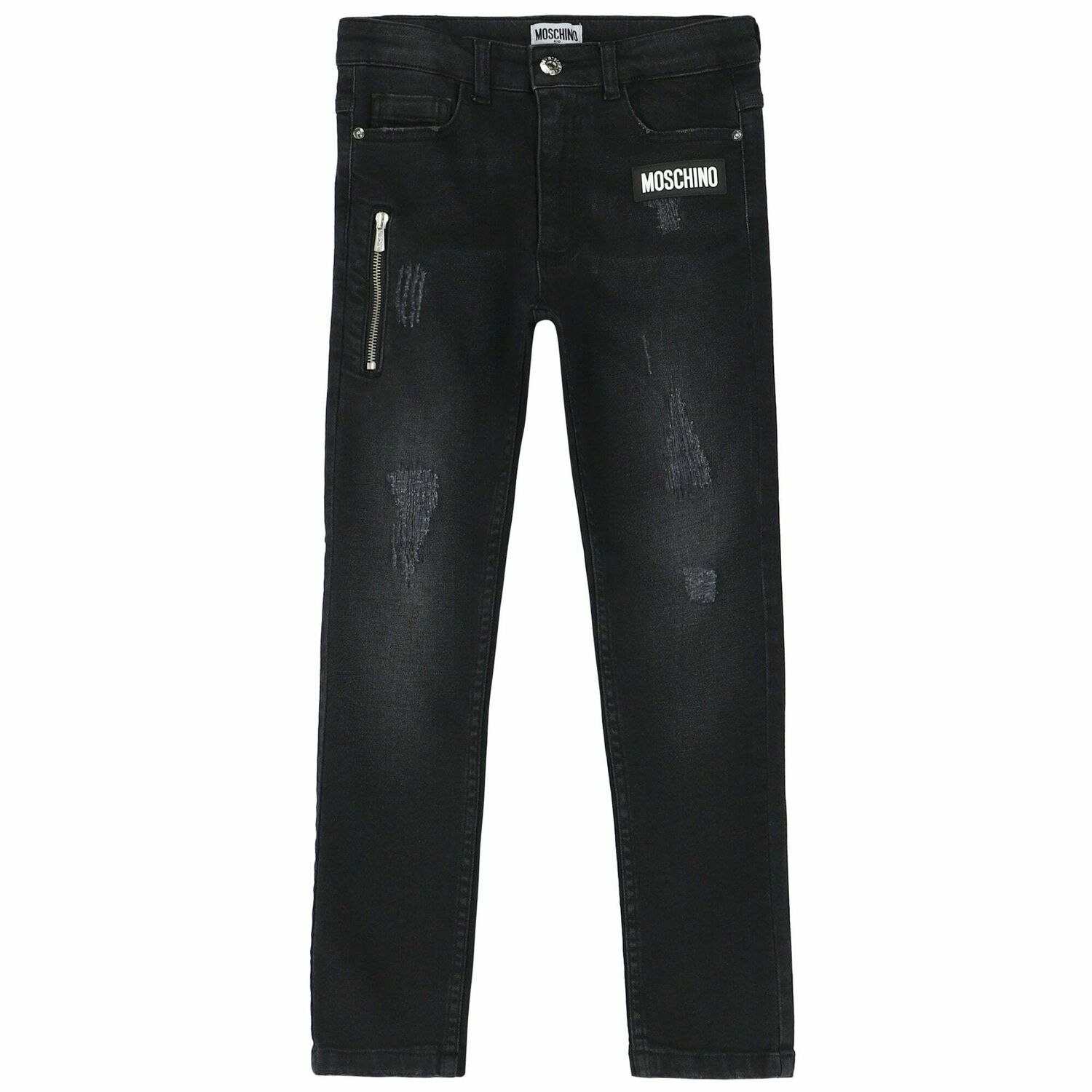 Boys Black Denim Logo Jeans, 1, hi-res image number null