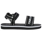 Girls Black & White Logo Sandals, 1, hi-res
